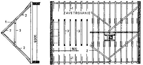 Schéma väzného trámu v krovovej konštrukcii
