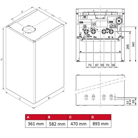 Rozmerový nákres kotla Protherm Tiger Condens