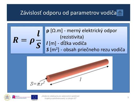 Schéma závislosti odporu materiálu od teploty a dĺžky vodiča