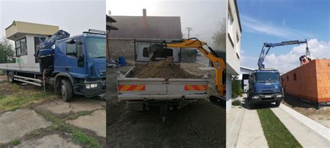 Doprava stavebného materiálu s hydraulickou rukou