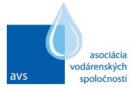 Logo Asociácie vodárenských spoločností a mapa Slovenska s vyznačenými pôsobnosťami vodárenských spoločností
