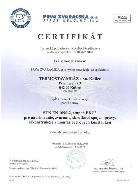 Certifikáty a logá noriem (STN EN)