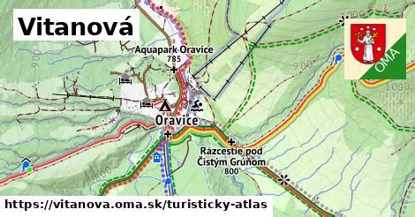 Mapa obchádzkových trás v oblasti Oravice a Vitanovej