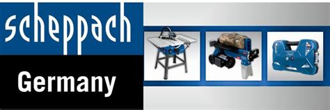 Logo značky Scheppach s prvkami náradia