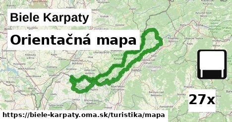 Mapa oblasti Biele Karpaty s vyznačením lesných ciest