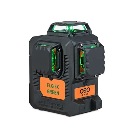 Schéma projekcie lúčov krížového lasera GeoFennel FLG 6X-GREEN