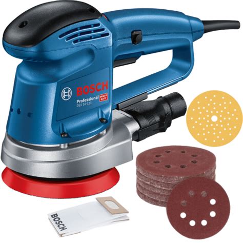 Detailný záber na excentrickú brúsku Bosch GEX 125 v pracovnom prostredí