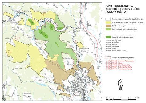 Mapa znázorňujúca typické mestské rozvojové zóny