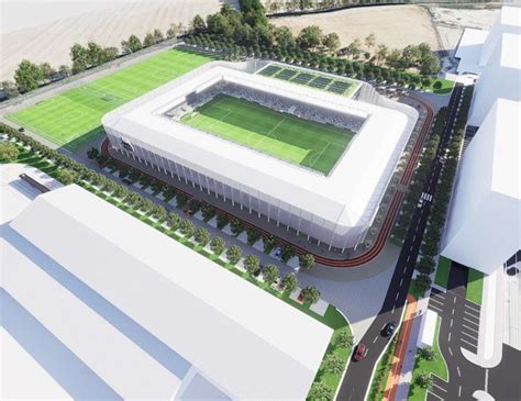 Grafický návrh nového športového areálu s atletickou dráhou