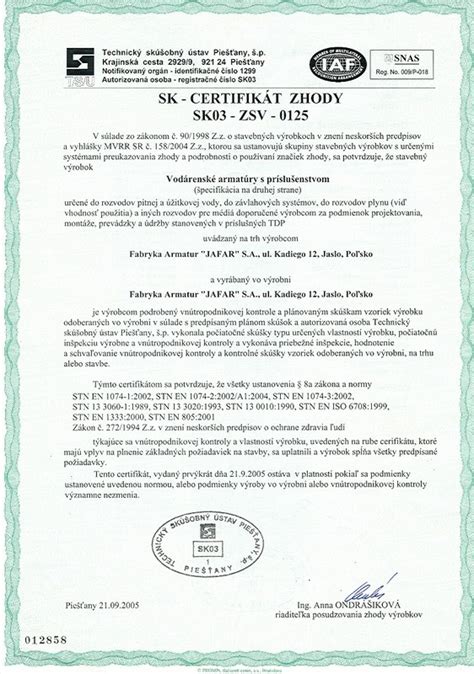 Certifikát samozhášavosti PVC materiálu