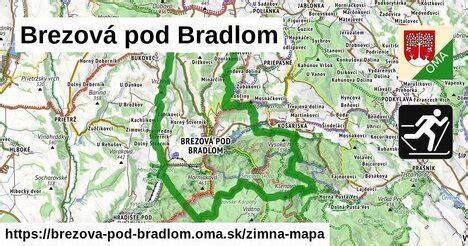 Mapa Brezovej pod Bradlom s vyznačenými zrekonštruovanými komunikáciami a chodníkmi