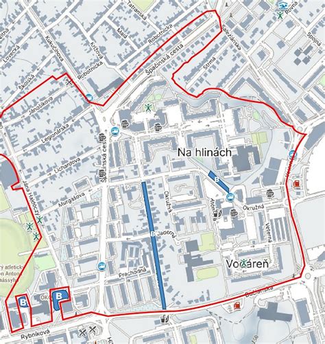 Mapa sídliska KVP s vyznačenými okruhmi OST 2641, 2643 a 2644