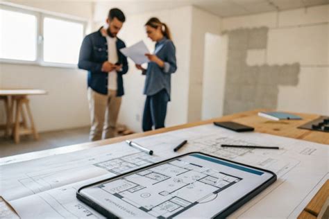 Architekt konzultuje s klientom návrh rekonštrukcie