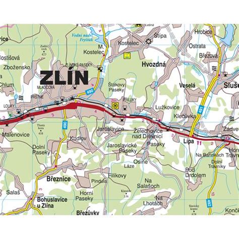Mapa Zlína s vyznačenou oblasťou Příluky