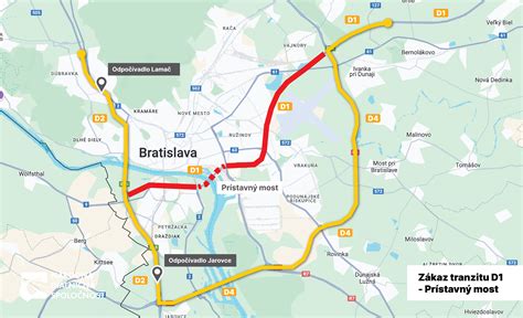 Mapa dopravného uzla Prístavného mosta v Bratislave