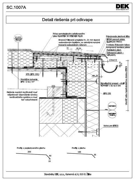 Detail presahu strešného sendvičového panelu pri odkvape