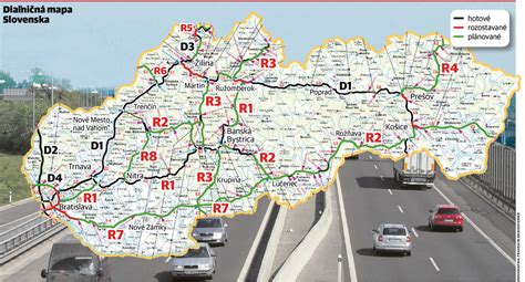 Mapa trasy diaľnice D1 v Českej republike