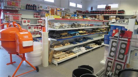 Ukážka sortimentu stavebných materiálov v predajni