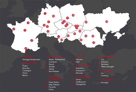 Mapa s výrobnými závodmi NIBCO