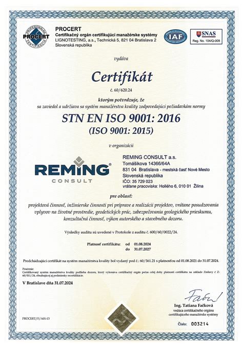 Certifikát normy IEC/EN 60947-3