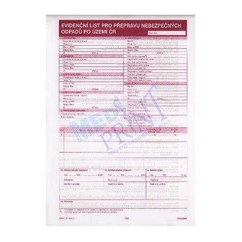 Formulár Sprievodného listu nebezpečného odpadu (SLNO)