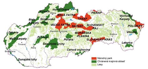 Mapa pamiatkovo chránených oblastí na Slovensku