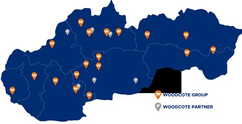 Mapa pobočiek WOODCOTE Stavebné Centrum