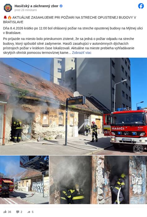 hasičský zásah na streche budovy