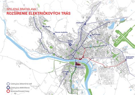 mapa električkovej radiály v Bratislave