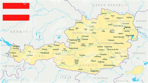 Mapa Rakúska s vyznačením Wopfingu