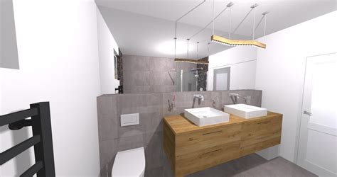 Vizualizácia kúpeľne s obkladmi Domino