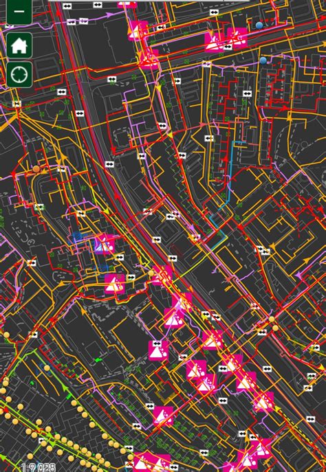 Mapa s vyznačenými podzemnými inžinierskymi sieťami