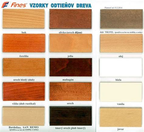 Vzorky dreva natreté farebným dechtovým olejom