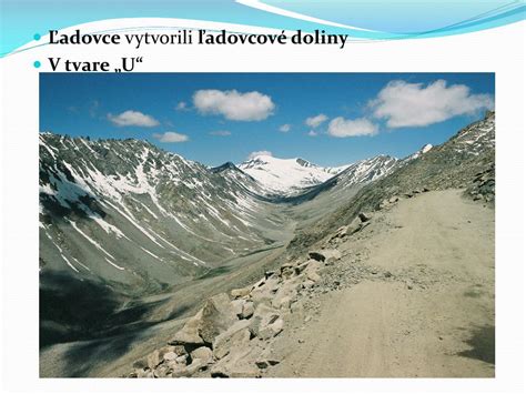 Ľadovcová dolina s charakteristickým prierezom v tvare U