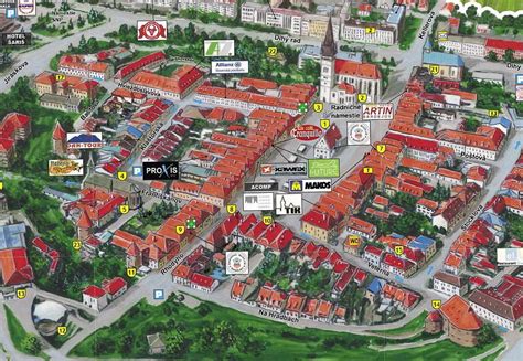 Mapa kľúčových lokalít Banskej Bystrice s vyznačenými nehnuteľnosťami