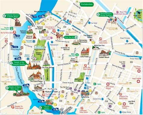 Mapa komplexu Kráľovského paláca v Bangkoku