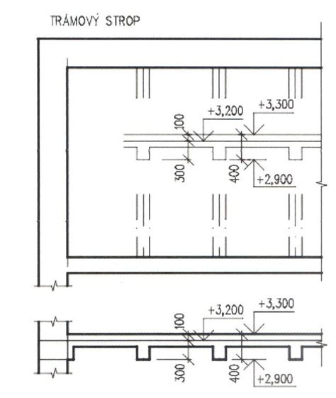 Schéma monolitického železobetónového stropu