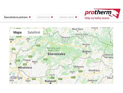 Mapa servisných partnerov Protherm
