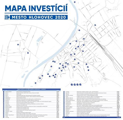 Mapa investícií do mestskej infraštruktúry
