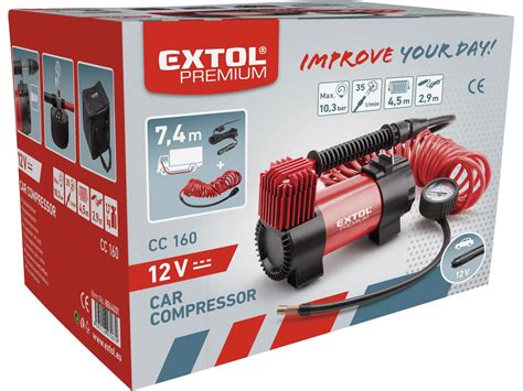Autokompresor Extol Premium 12V s rôznymi adaptérmi