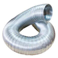 Detailný záber na flexibilné hliníkové potrubie s priemerom 120 mm