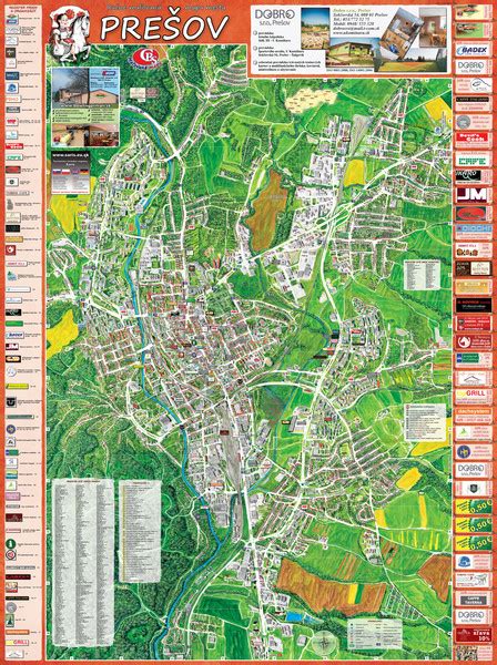 Mapa Prešova s vyznačenými študentskými domovmi a alternatívnymi ubytovacími kapacitami