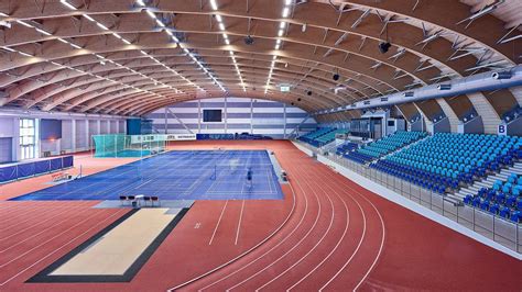 Atletická hala Ostrava s eliptickou drevenou strešnou konštrukciou