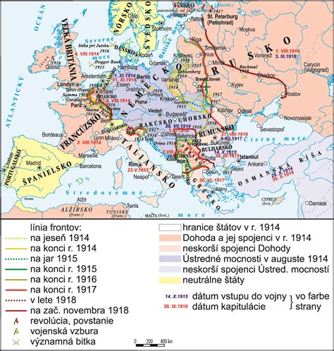 Mapa Karpatského frontu počas prvej svetovej vojny