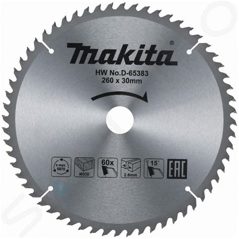 Detailný záber na pílový kotúč Makita 260x30 mm
