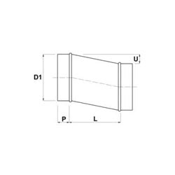 Ilustračná schéma vzduchotechnického potrubia s redukciou