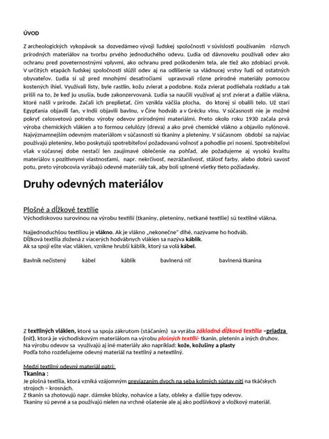 Rôzne druhy spracovaných materiálov