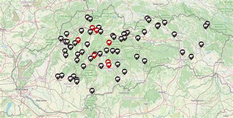 mapa hlavných miest vojenských operácií na Slovensku