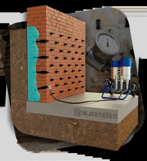 Ilustrácia chemickej injektáže muriva