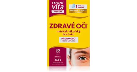Tabuľka s prehľadom vitamínov a minerálov pre zdravé oči a ich potravinové zdroje